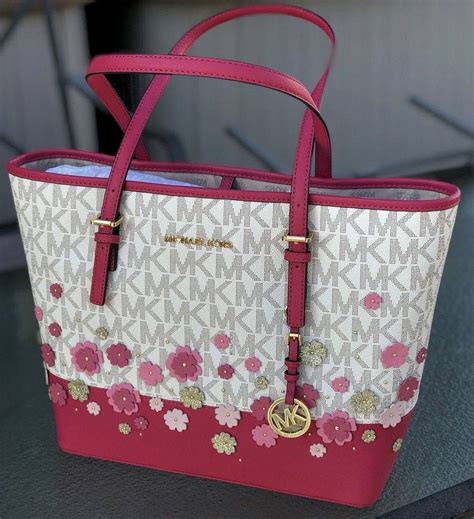 jet set michael kors pink|michael kors pink flower purse.